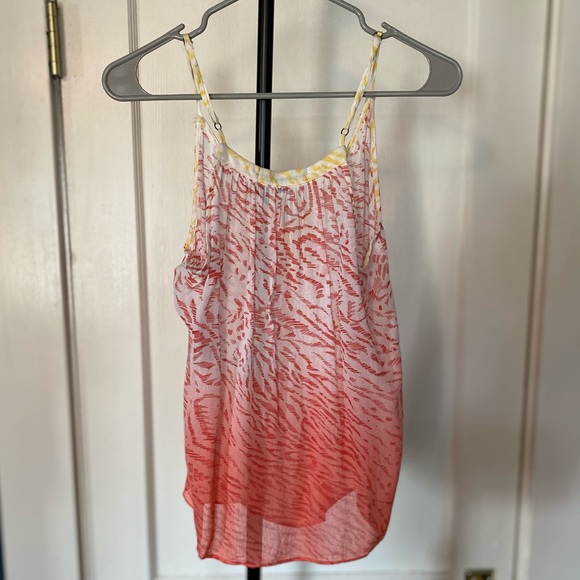 Sanctuary Printed V Neck Cami Tank w/Contrast Border, Pink/Yellow, Size XS - Picture 2 of 9